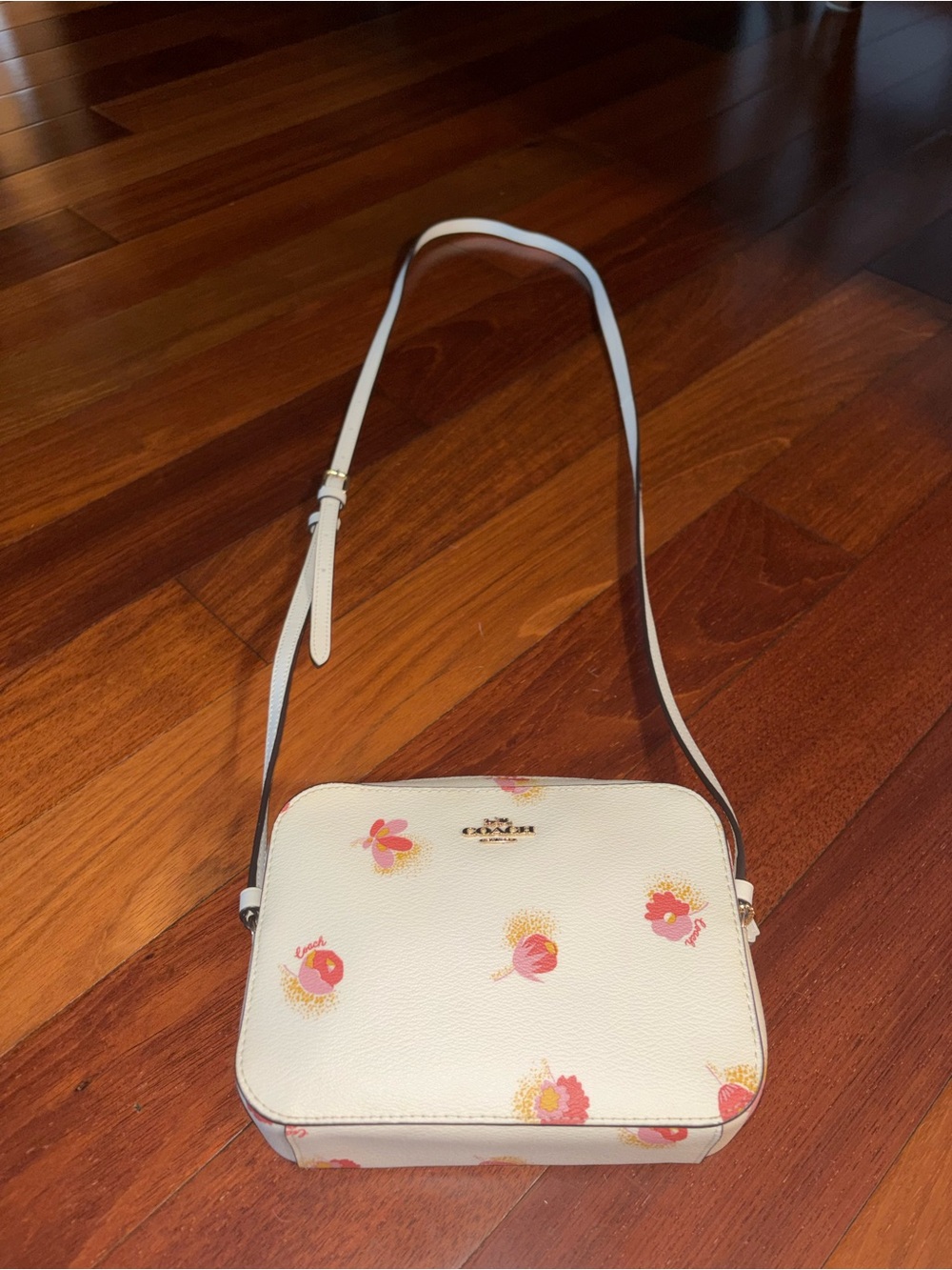 Coach Floral Print Crossbody Bag in Chalk